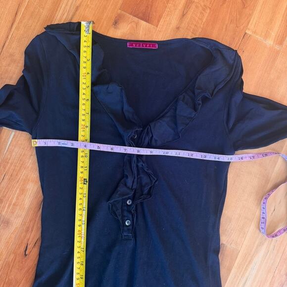 Velvet by Graham & Spencer Dress Black Long sleeve button 100% cotton sz Small S - Picture 9 of 9